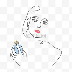 女人喷香水性感蓝色线条画