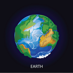 行星地球 3D 卡通矢量图。