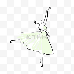 抽象线条画女性芭蕾舞浅绿色