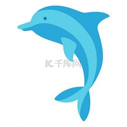 海洋卡通图片_海豚的程式化插图。