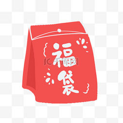 日本文化插画图片_福袋日本新年红色幸运袋