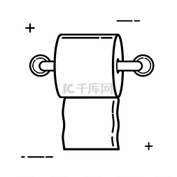 白色背景上的抽象黑色卫生纸图标