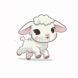 卡通小羊可爱图片_一只正在奔跑的小羊