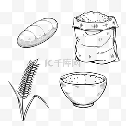 烹饪涂鸦图片_线稿素描小麦