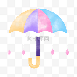 卡通阴雨天气图标图片_雨伞下雨彩色图片绘画创意