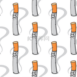 尼古丁卡通图片_无缝背景图案是邪恶的小香烟，带
