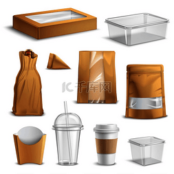 包装设计空白图片_快餐空包装逼真配有清晰的塑料可