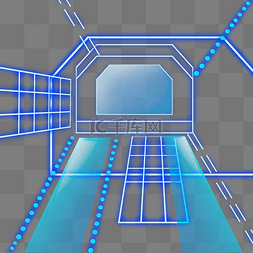 蓝色荧光发光透视科技隧道底纹