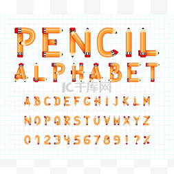 窗帘书法字体图片_由铅笔的字母表。黄色铅笔字母样