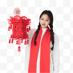 灯笼图片_新年手拿灯笼美女人物