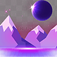 神秘紫色山脉发光圆球抽象科技光效