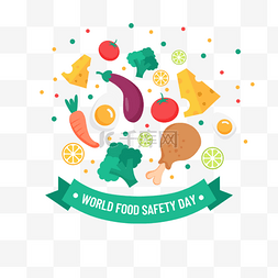 世界食品安全日卡通手绘食物