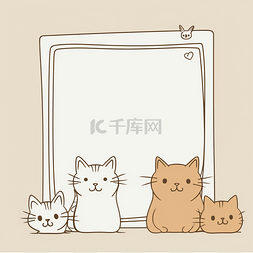 边框可爱猫猫图片_卡通手绘可爱猫咪动物边框