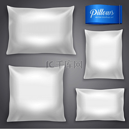 白色逼真的内垫枕头，带填充物，
