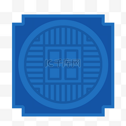 韩国传统花纹蓝色创意方块背景