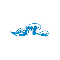 蓝色海浪图标图片_海水飞溅孤立抽象的海浪符号汹涌