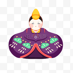 日本女儿节紫色袍子男娃娃
