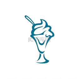 福图片_带有勺子隔离图标的冰淇淋碗矢量