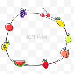 水果边框图片_简约线性水果边框文本框