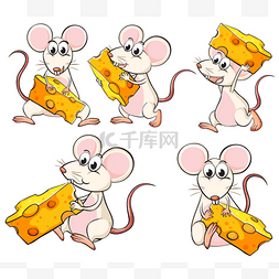 一群老鼠携带片奶酪