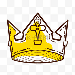黄色简约线稿宝石皇冠