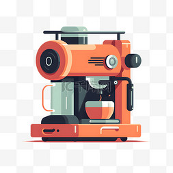 卡通扁平可爱橙色咖啡机