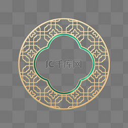 圆边框边框图片_国潮古典中式花纹圆框边框窗框