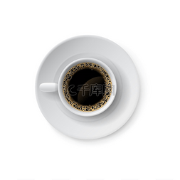 咖啡杯子矢量图片_配黑咖啡的逼真杯子白色浓缩咖啡