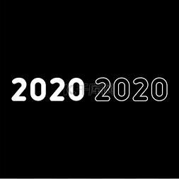 文字排版图片_2020年文字符号新年字母图标轮廓