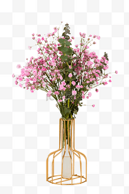 粉紫色家居图片_满天星家居花瓶插花