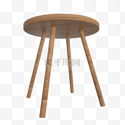 C4D木质小圆桌模型