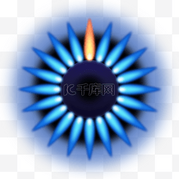 燃气灶图片_燃气燃烧火焰带反射效果蓝色