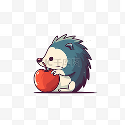 苹果吃苹果图片_在吃苹果的刺猬卡通