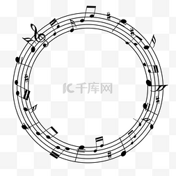 圆形线条创意音乐音符边框