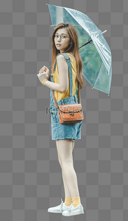 美女模特打伞
