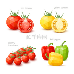 多边形的蔬菜-番茄。矢量图