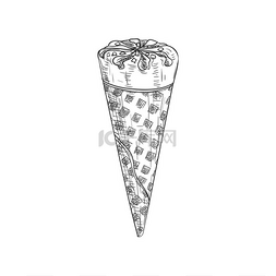 华夫饼底纹图片_华夫饼蛋筒冰淇淋独立圣代甜点矢