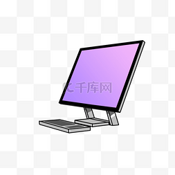 紫色电脑图片_紫色屏幕侧面个人电脑剪贴画