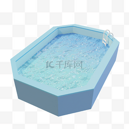 噴水池筆刷图片_3D立体蓝色水池池子