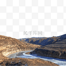 内蒙古冬季黄河大峡谷上午峡谷冰