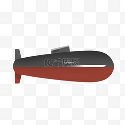 军事科技图片_简约黑色红色潜水艇平面剪贴画