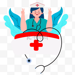 国际护士节卡通听诊器女护士