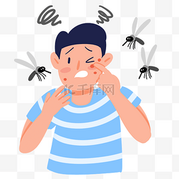 夏季昆虫蚊子叮咬男子