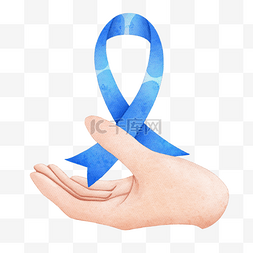 前列腺宣传月疾病蓝丝带水彩