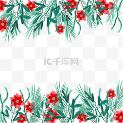 极简背景边框图片_圣诞节一品红花卉节日边框