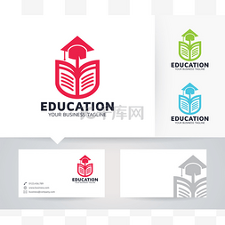 教育矢量 logo 与名片模板