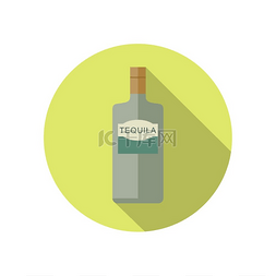 墨西哥仙人掌图片_扁平风格的龙舌兰酒图标。