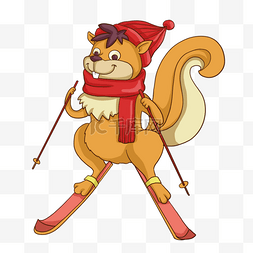 可爱卡通运动滑雪动物松鼠