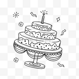 线稿生日涂鸦美味卡通蛋糕