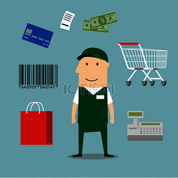 条形码图片_卖家职业和零售图标，包括商店卖